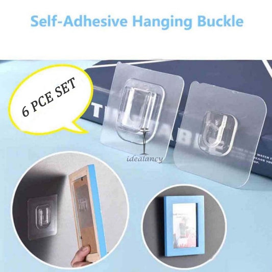 6 Pcs Double Sided Hooks Adhesive Wall Hanger