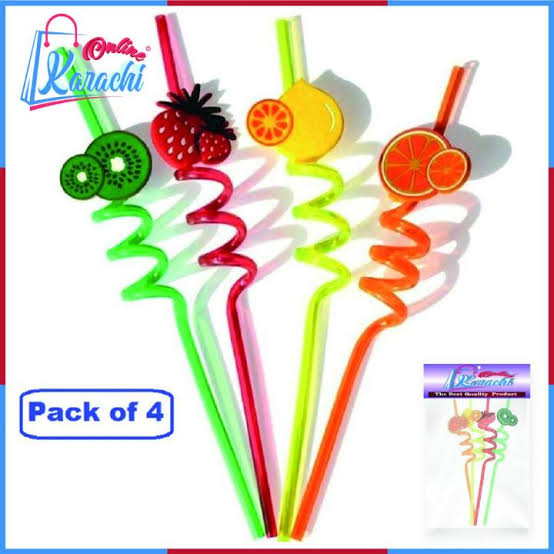 Pack Of 4 Acrylic Fruit Straws