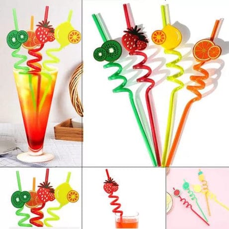 Pack Of 4 Acrylic Fruit Straws