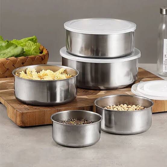 5Pcs Steel Bowls Set With Lids