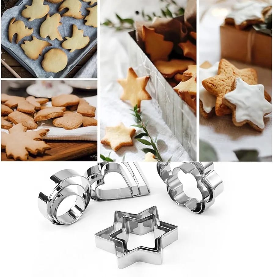 Set of 12 Stainless Steel Cookie Cutters