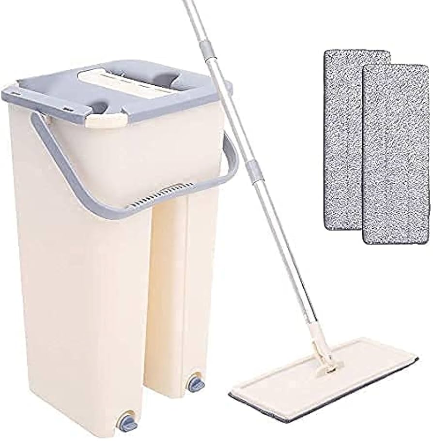 Flat Mop Bucket With Reusable Mop Pads