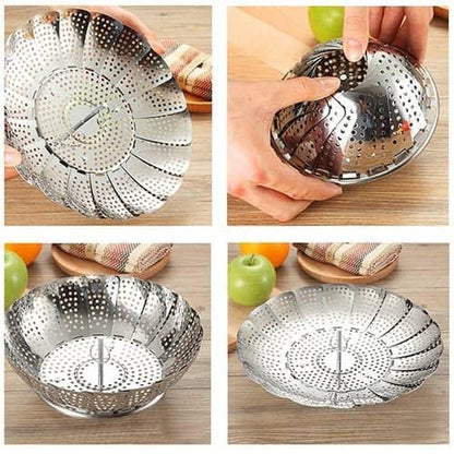 Folding Mesh Steamer Basket Steel