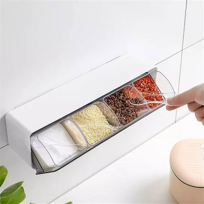 Four Grid Seasoning Box Wall Mounted