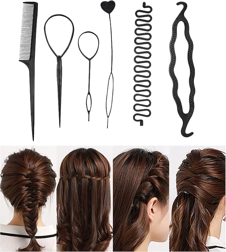 Hair Braiding and Ponytail Tool Kit-6 Pcs Set