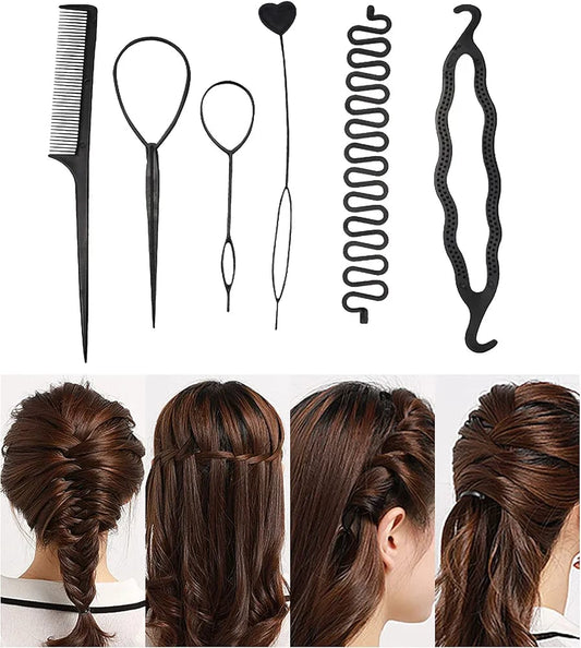 Hair Braiding and Ponytail Tool Kit-6 Pcs Set