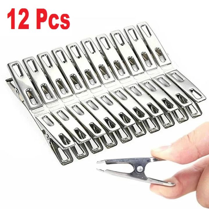 12Pcs Clothes Pegs Stainless Steel