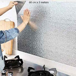 Oil Proof Aluminium Adhesive Sheet Stove Top - Silver - 60 x 200 cm