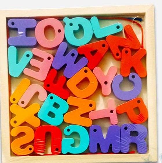 Wooden Capital Letters Lacing Tray